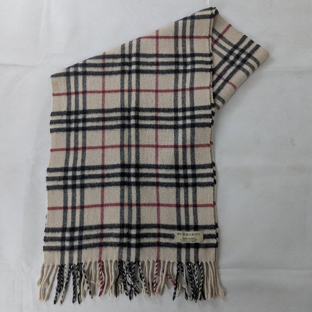 Burberry Classic Nova Check 100% Cashmere Cream Scarf Made In Scotland